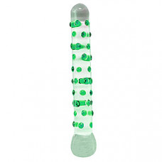 8 inch Glass Green Dotted Dildo